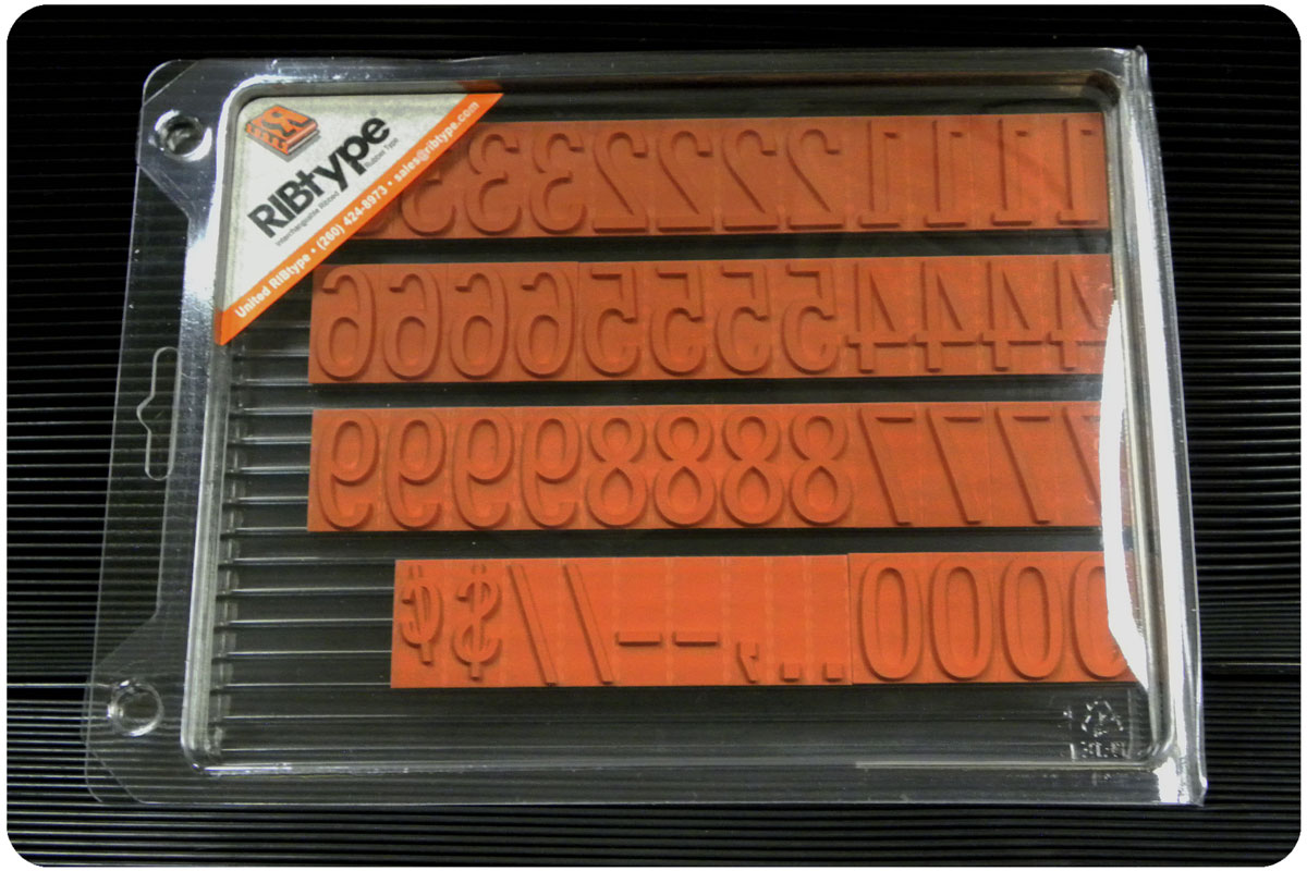 TA10 RIBtype Rubber Stamp Set: 1/8 inch Letters and Numbers